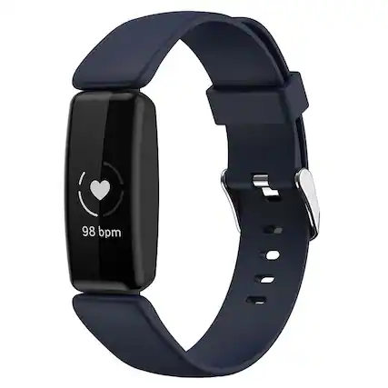 Front. StrapsCo - Active Band Silicone Rubber Watch Strap For Fitbit Inspire 2 (Short-Medium) - Navy Blue.