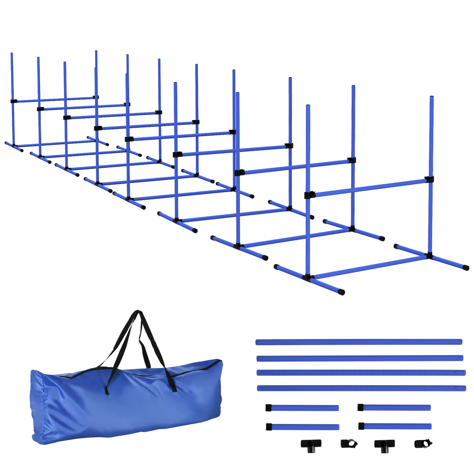 Front. Pawhut - 8 Piece Dog Agility Equipment, Adjustable Height Jump Bars, Carry Bag, Displacing Top Bar - Blue.