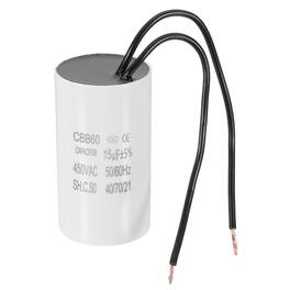 Unique Bargains - 15uF CBB60 Running Capacitor, AC 450V 2 Wires 50/60Hz for Refrigerators, Washing Machines, Water Pumps - White