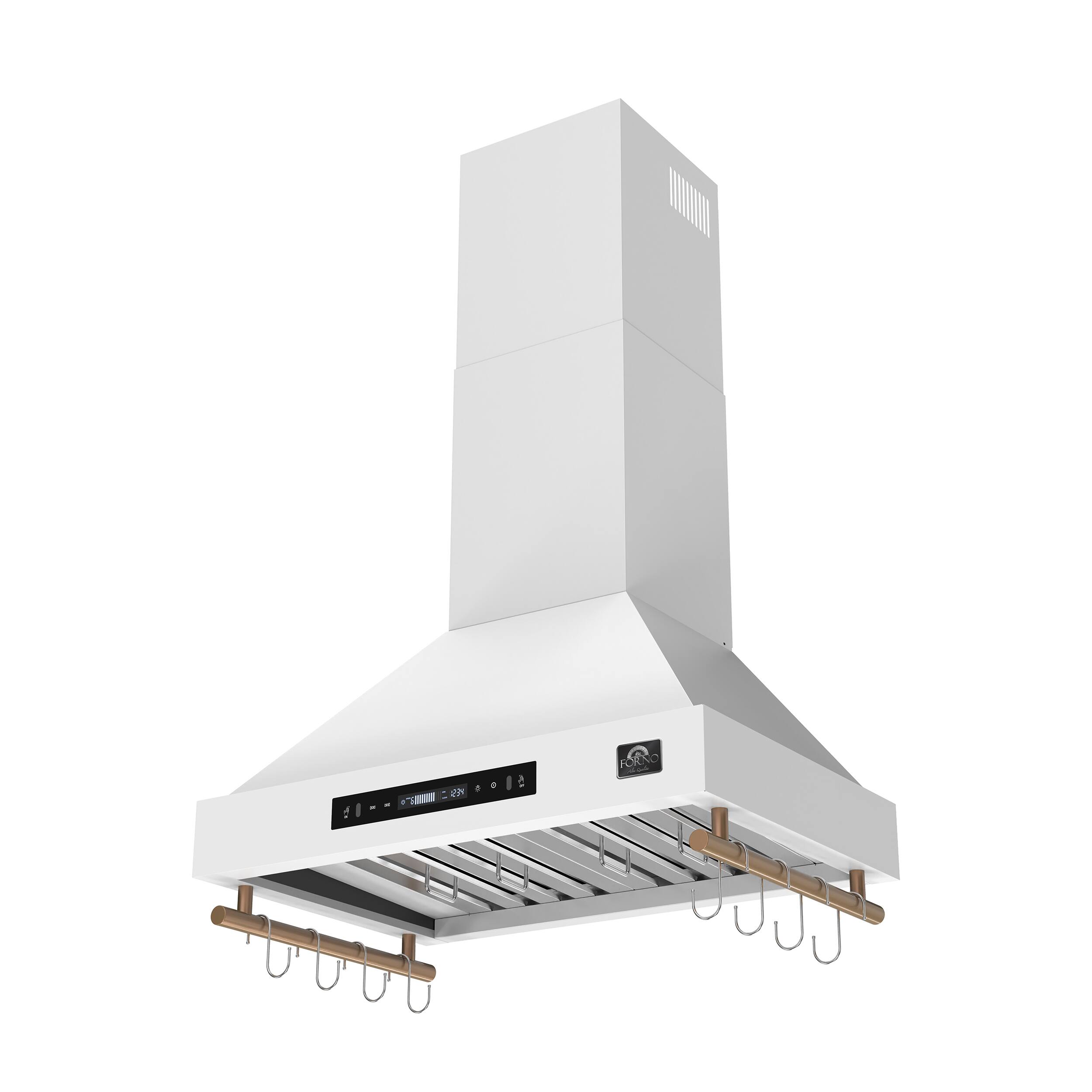 Angle. Forno Appliances - Venezia 30" Wall-Mounted Range Hood with Touch Controls and Baffle Filters - White.