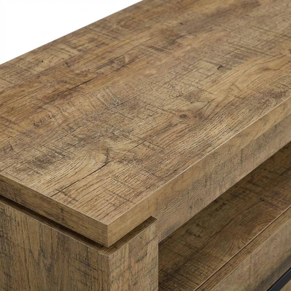 Alt View 4. FurniFact - TV stand, 2 drawers, engineered wood, rubberwood solids & walnut veneers - Green.