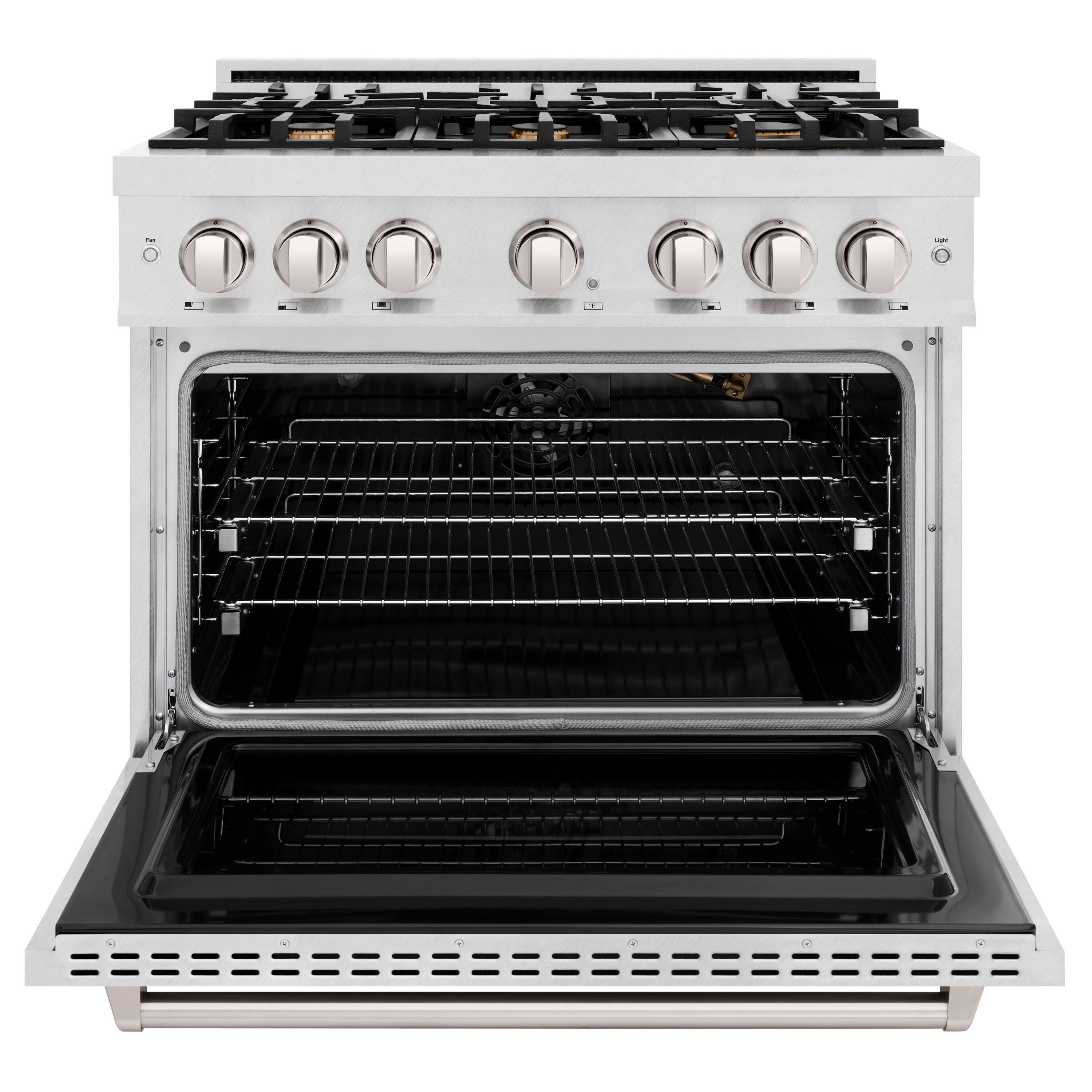 Alt View 1. ZLINE - ZLINE 36 in. Classic Satin Steel Stainless Gas Range w/ Convection Oven & 6 Brass Burners (CGRS-BR-36) - Stainless Steel.