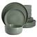 Front. Gibson - Gibson Soho Lounge Bryant Park 12 Piece Reactive Stoneware Dinnerware Set in Sage Green - Sage Green.