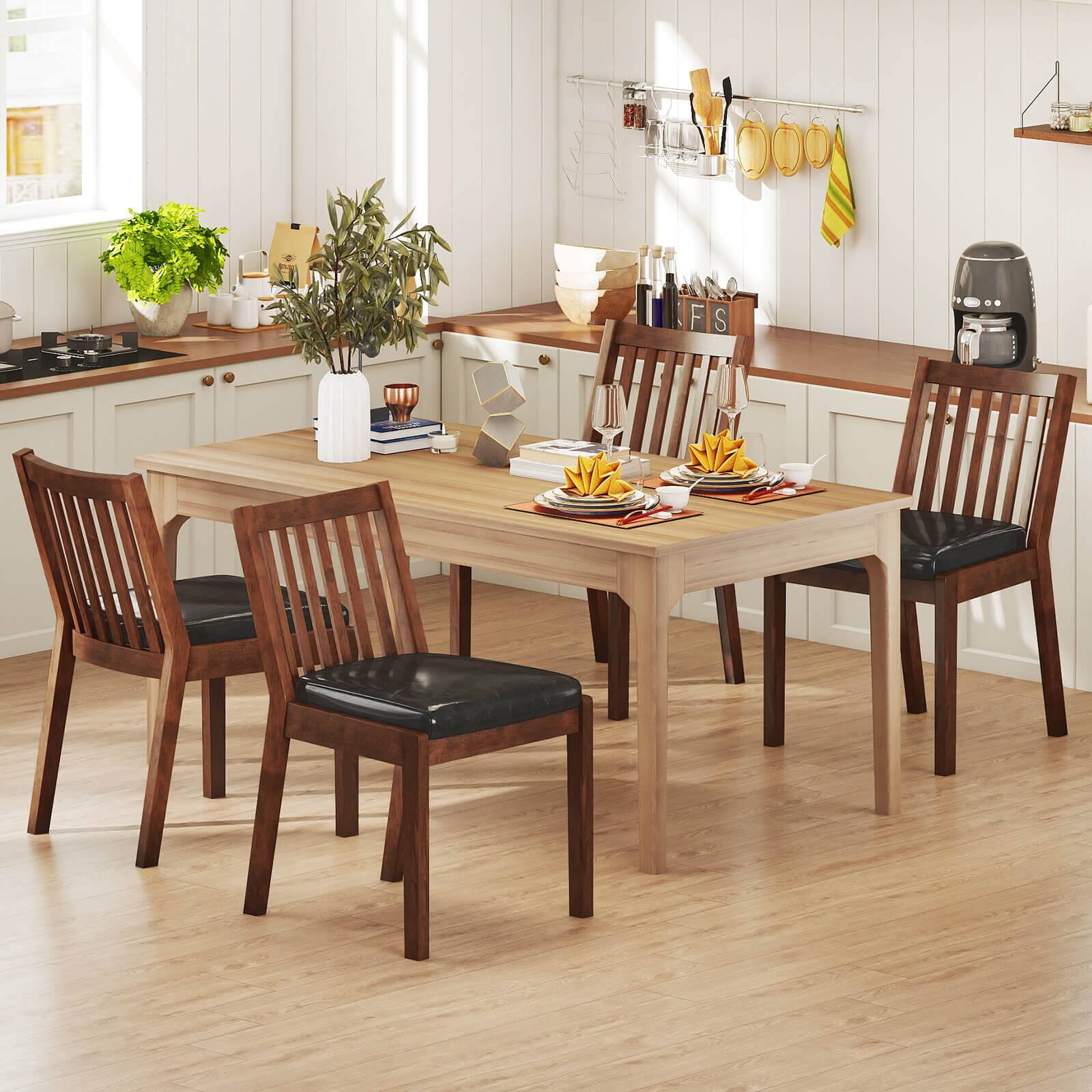 Alt View 3. Costway - Costway Dining Chair Set of 4 PU Leather Upholstered Kitchen Armless Chairs - Espresso+Black.