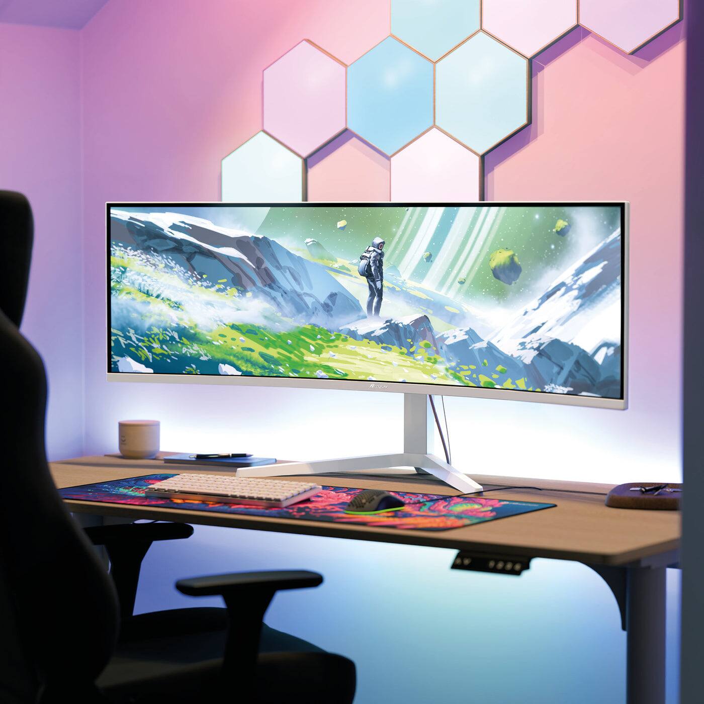 Angle. Arozzi - Arozzi Nova 49“ Curved VA 165Hz Ultrawide Gaming Monitor - White - White.