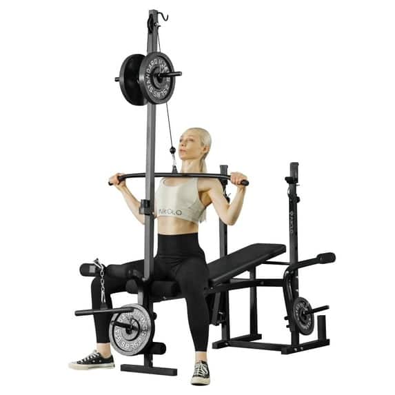 Mikolo - Weight Bench, Leg Extension and Leg Curl, Chest Fly and Preacher Curl Workout Bench - Black