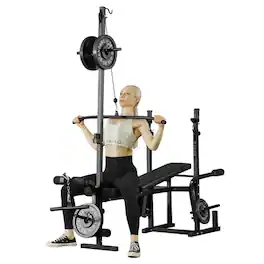 Mikolo - Weight Bench, Leg Extension and Leg Curl, Chest Fly and Preacher Curl Workout Bench - Black