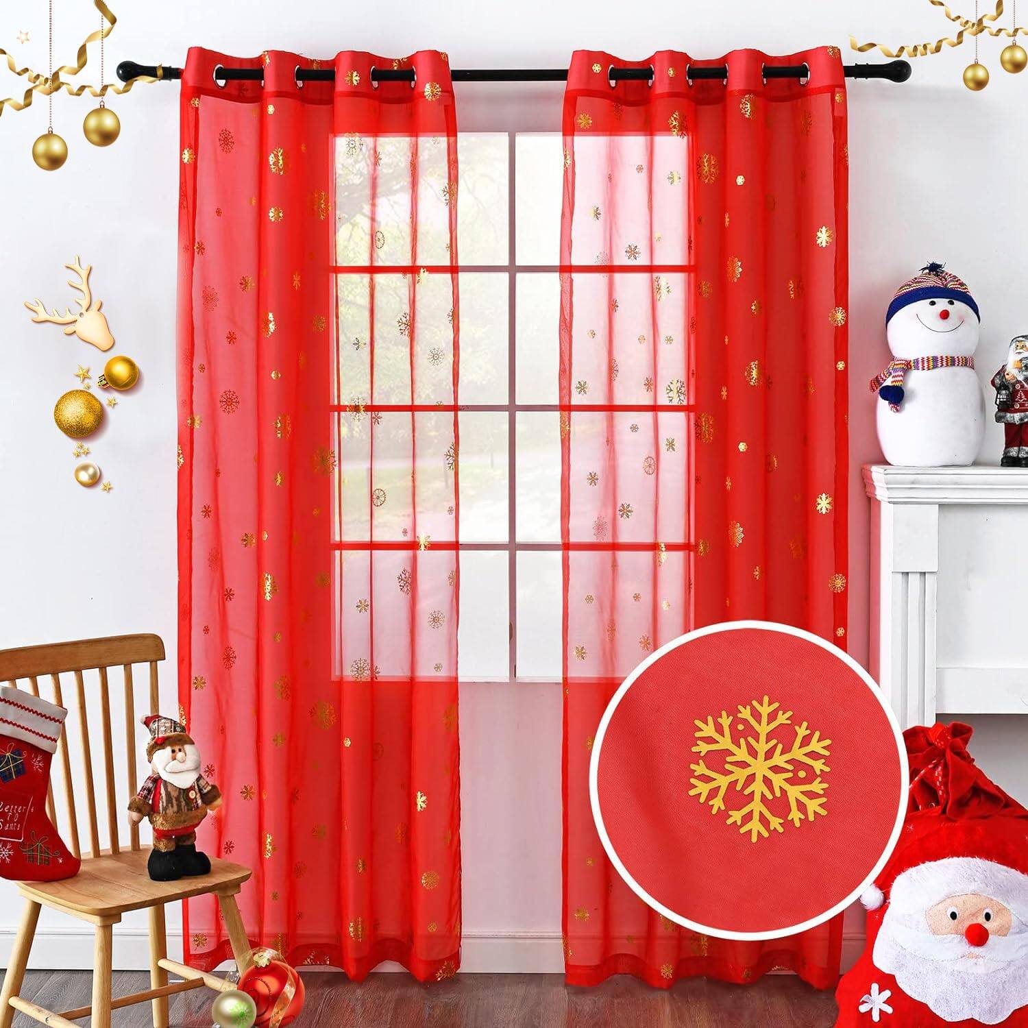 Snow/Red-52"W x 84"L (Pack of 2)