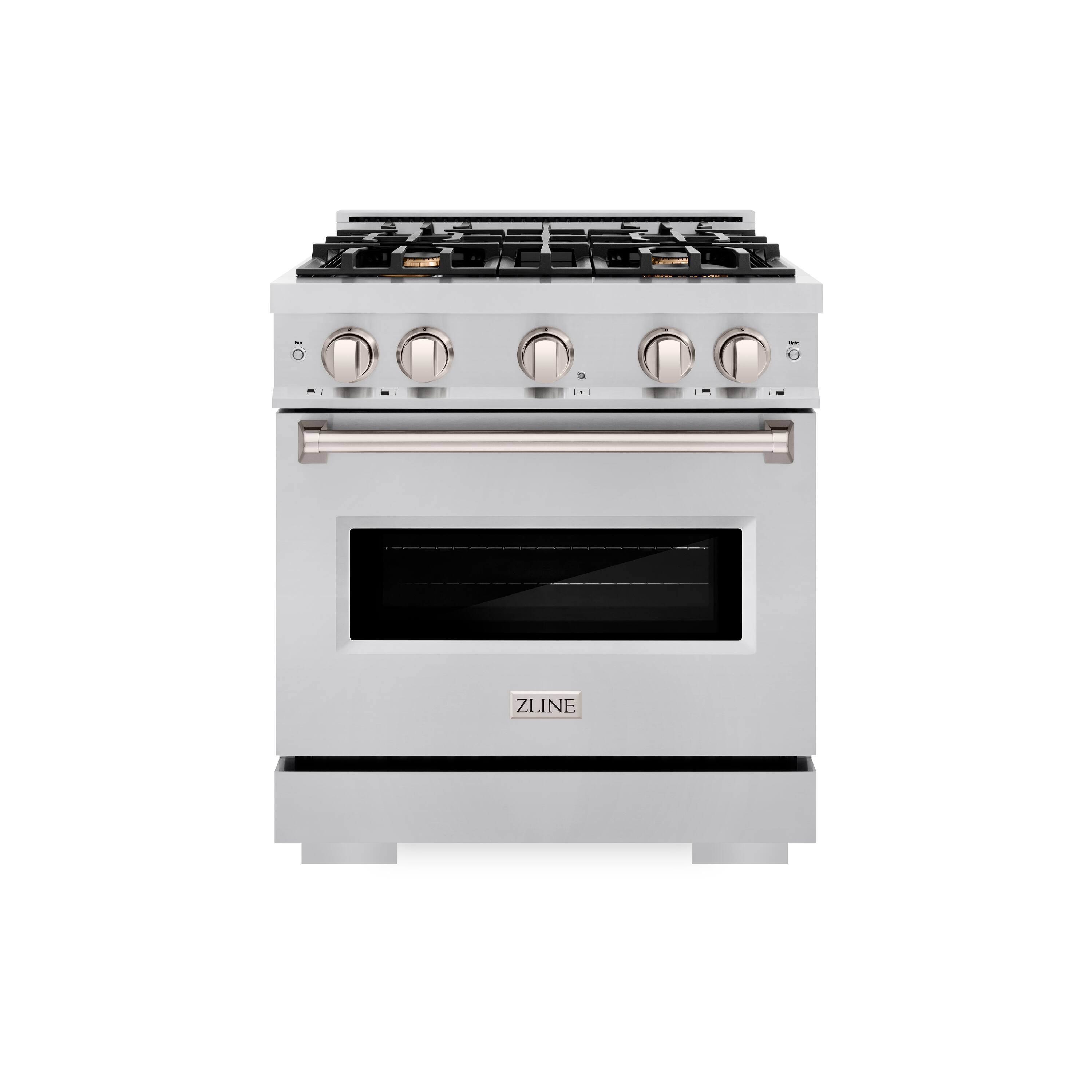 ZLINE - 30" Classic Dual Fuel Range with 4 Brass Burners and Convection Oven (CDR-BR-30) - Stainless Steel