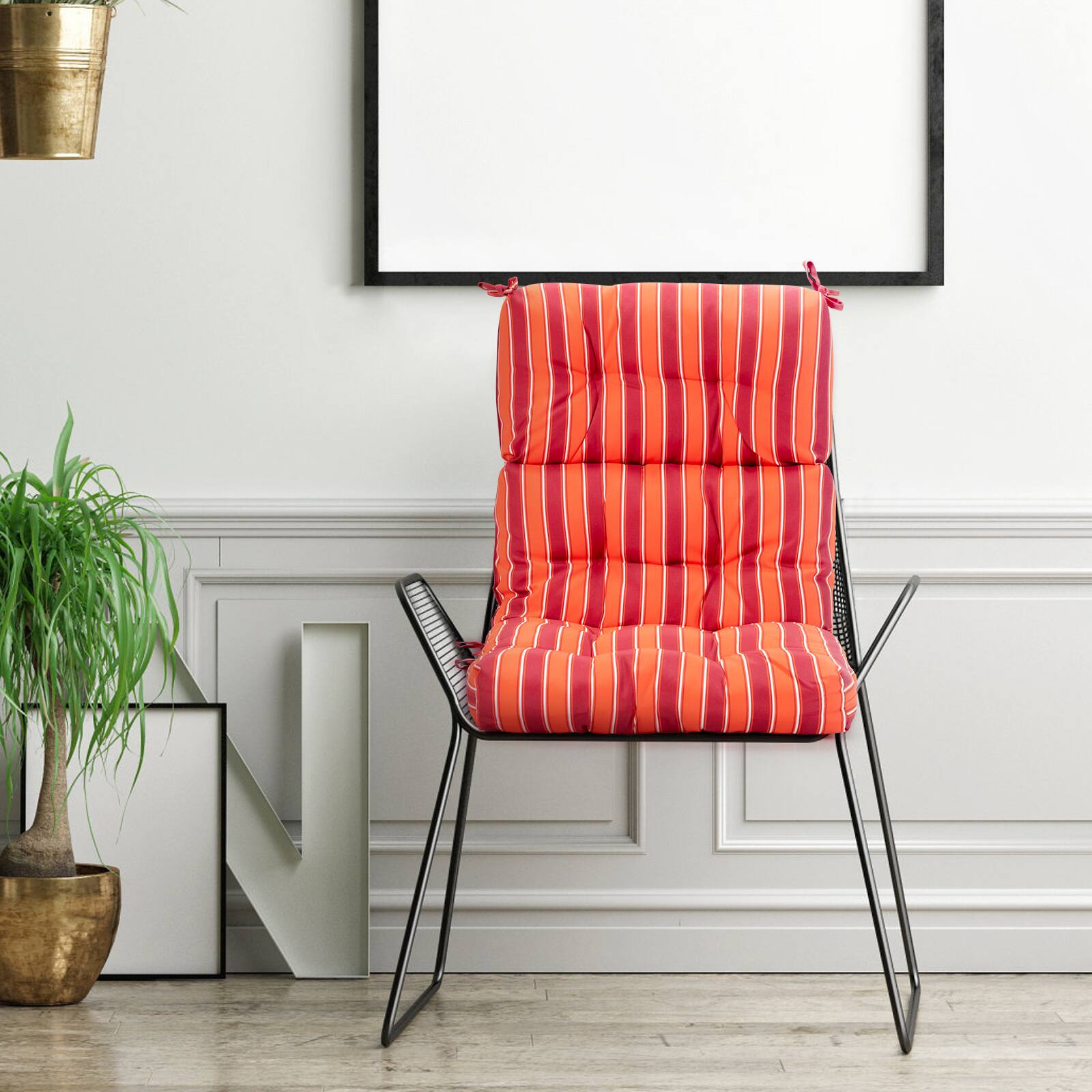 Alt View 3. Costway - Costway 2 PCS Outdoor Back Chair Cushion Tufted Pillow Patio Seating Pad - Red and Orange.