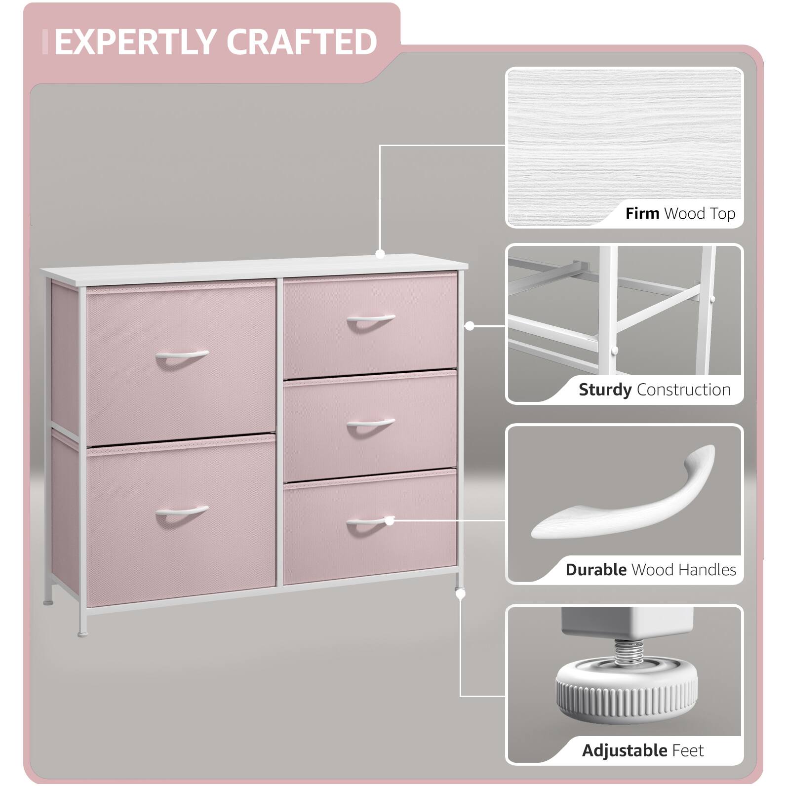 EXPERTLY CRAFTED

- Firm Wood Top
- Sturdy Construction
- Durable Wood Handles
- Adjustable Feet