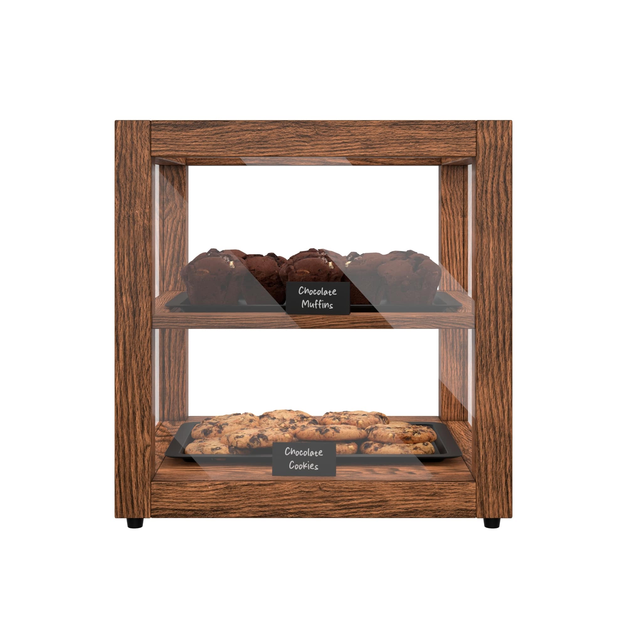 Koolmore - 15 In. Artisan Dark Wooden Bakery Display Square Case 1 Cu. ft. (KM-BDW-15D) - Dark ash wood color