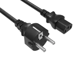 Cable Leader - European Schuko CEE 7/7 to IEC C13 Power Cord, 18 AWG H05VV-F 3G, 10A/250V - Black