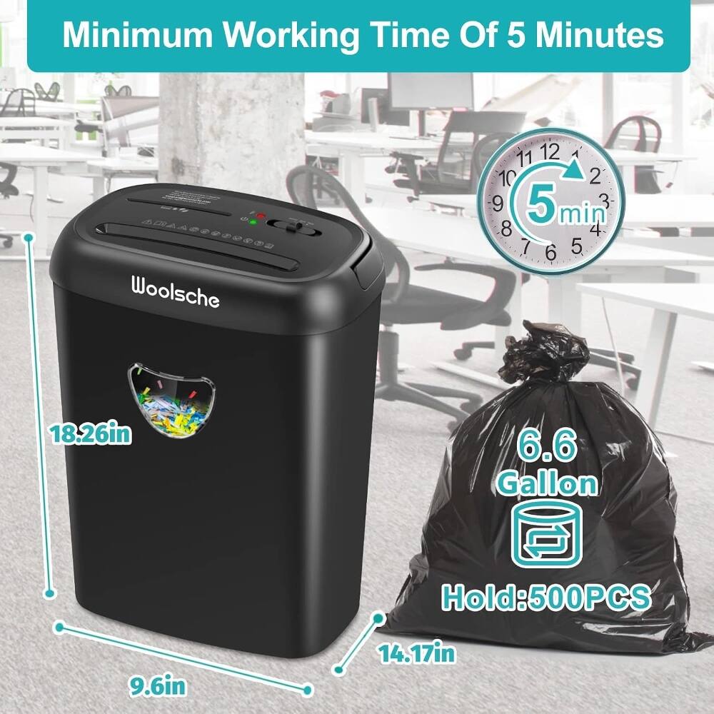 Minimum Working Time Of 5 Minutes  
Woolsche  
11 12 10 2 9 5min 5 3 min 8 4 7 6 5  
18.26in  
6.6 Gallon  
Hold: 500PCS  
9.6in  
14.17in