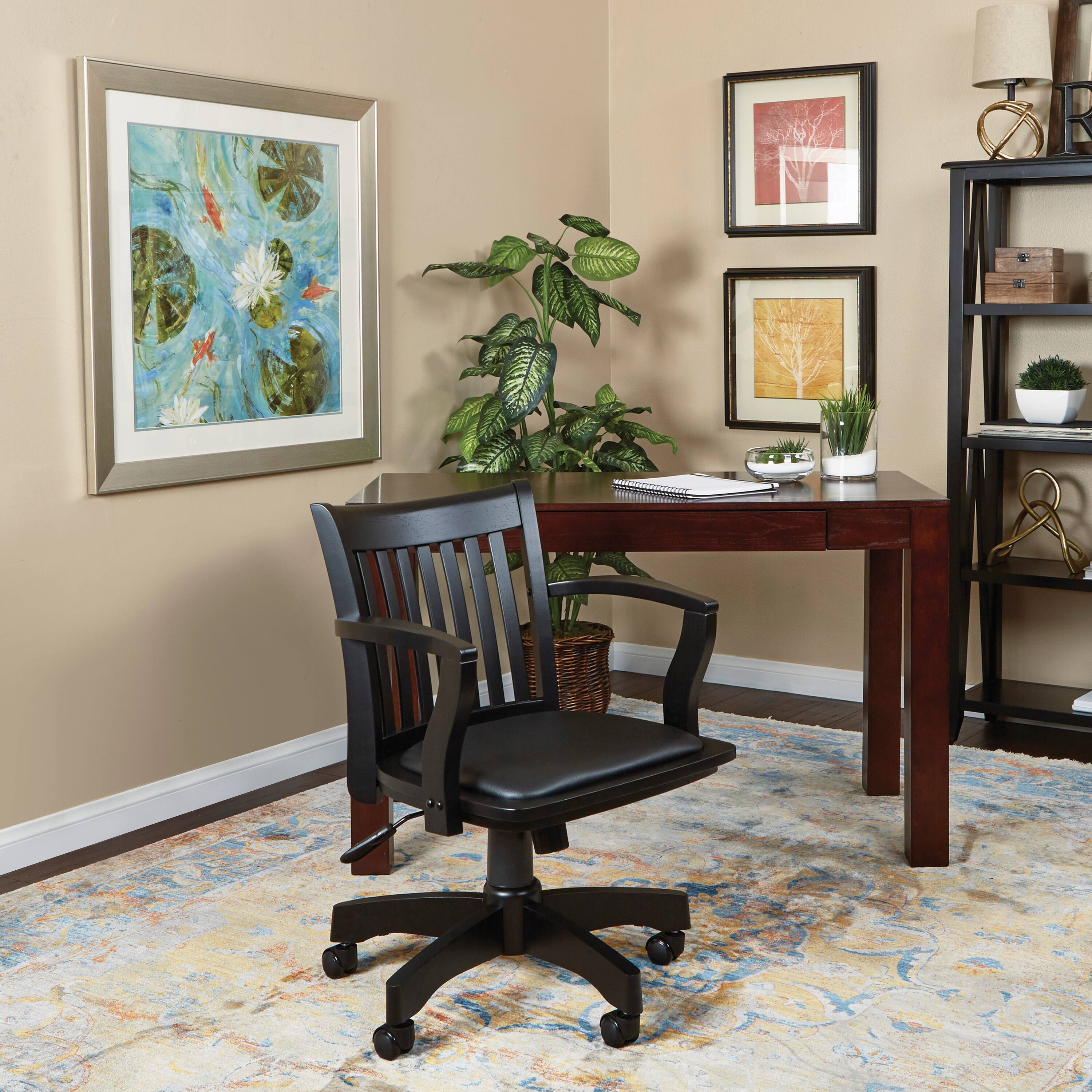 Alt View 1. OSP Home Furnishings - Deluxe Wood Banker's Chair - Black Finish.