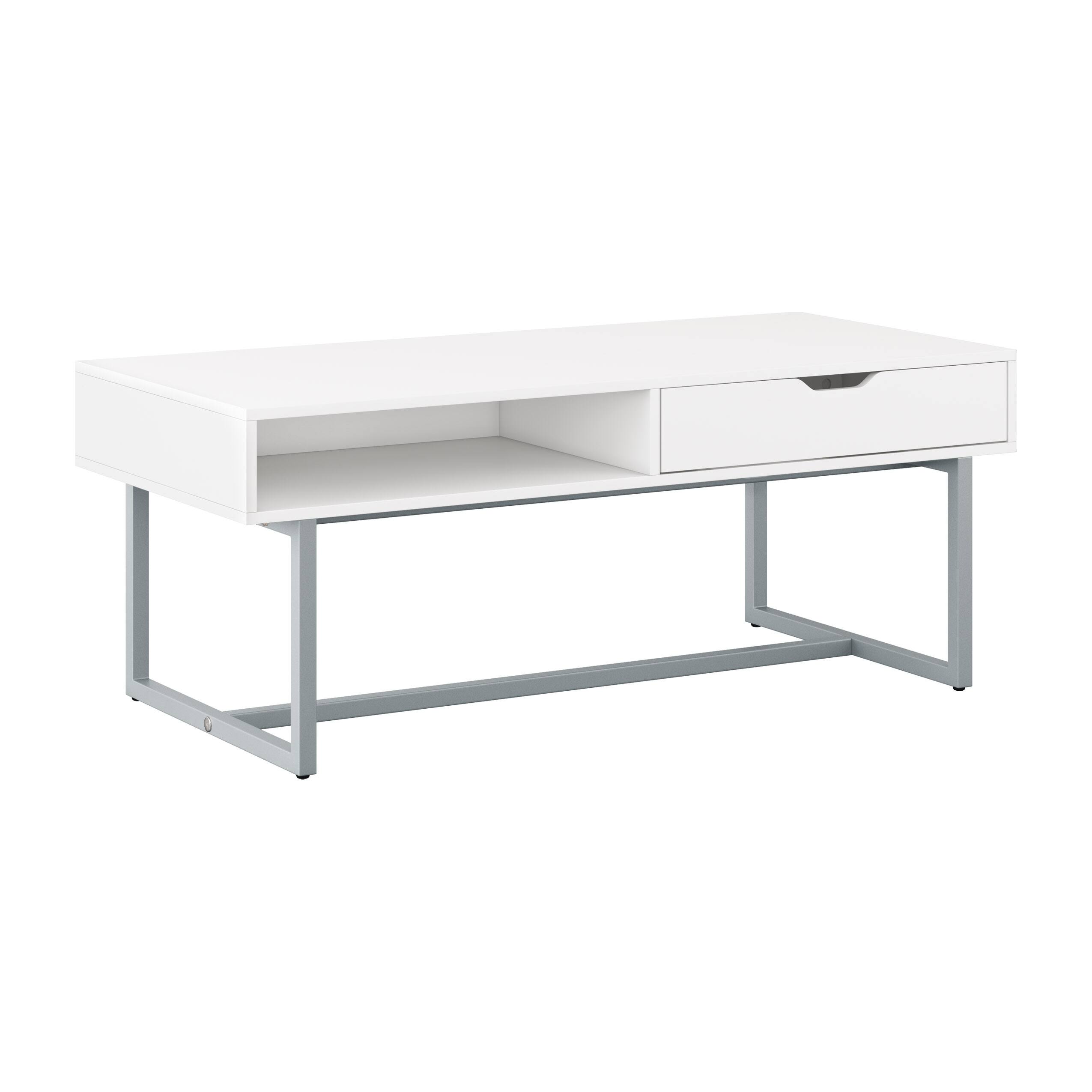 Angle. CorLiving - Auston Single Drawer Coffee Table - White.
