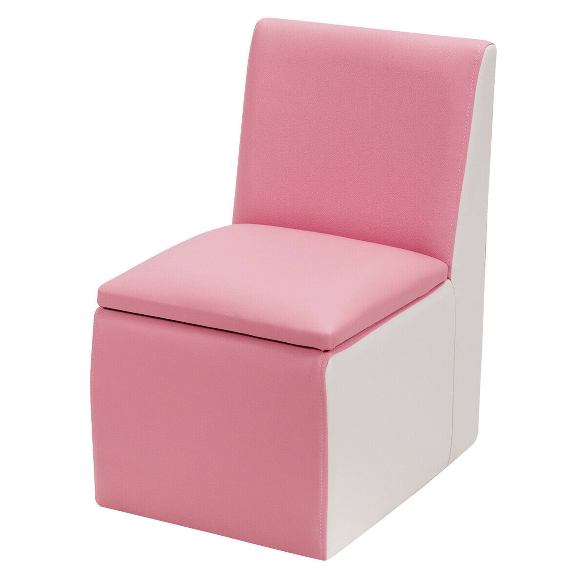 Alt View 9. Gymax - Gymax Multi-functional Kids Sofa Table Chair Set 2 Seat Couch Furniture W/Storage Box - Pink & White.