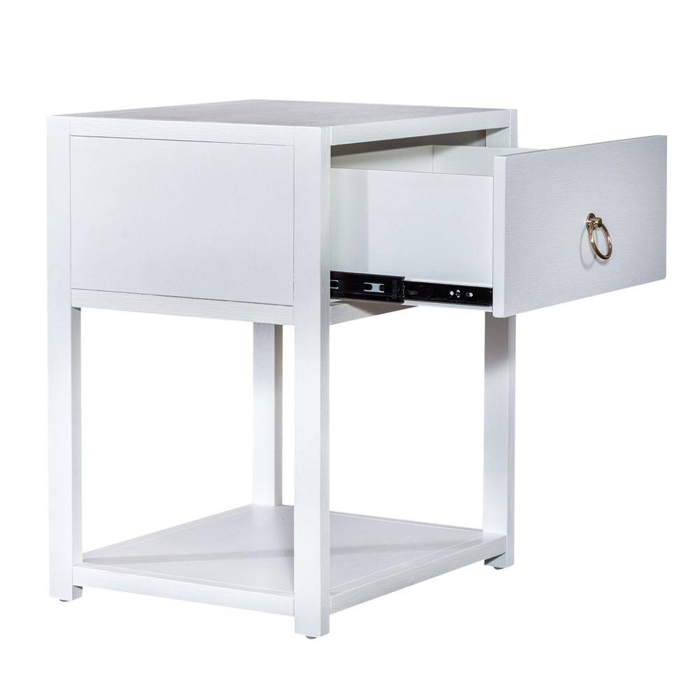Front. Liberty Furniture Industries - East End 1 Drawer 1 Shelf Accent Table in Wirebrushed White - White.