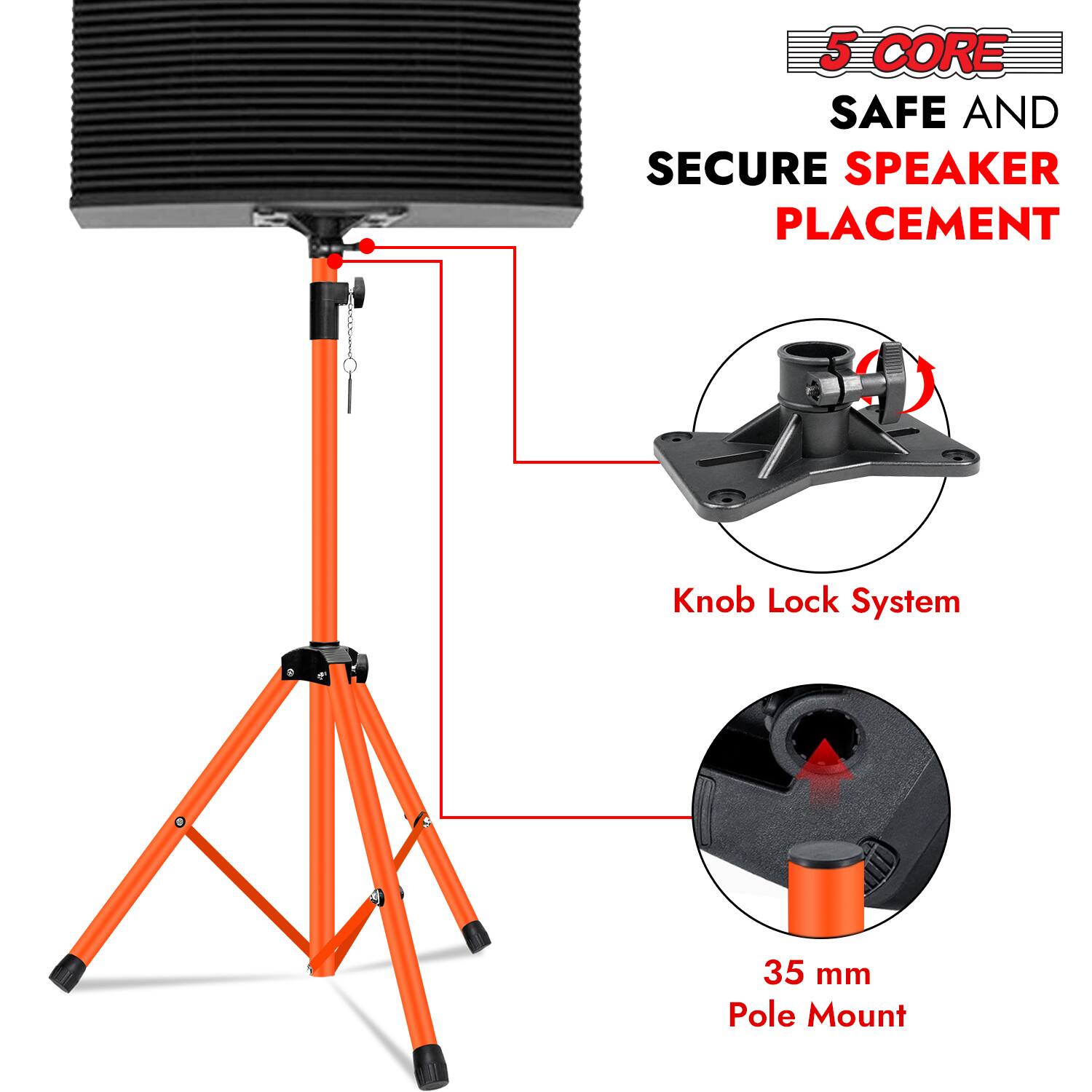 5 CORE SAFE AND SECURE SPEAKER PLACEMENT

Knob Lock System

35 mm Pole Mount
