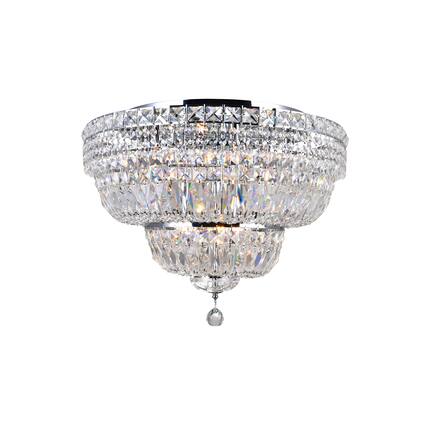 Front. CWI Lighting - Stefania 9 Light Bowl Flush Mount With Chrome Finish - Chrome.
