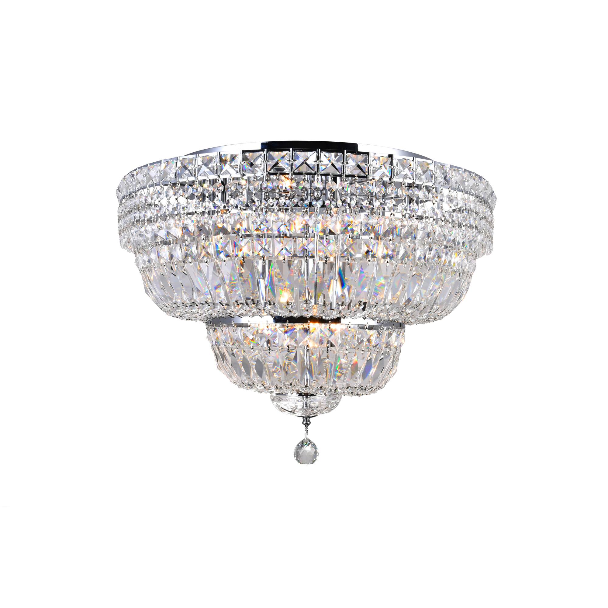 Front. CWI Lighting - Stefania 9 Light Bowl Flush Mount With Chrome Finish - Chrome.