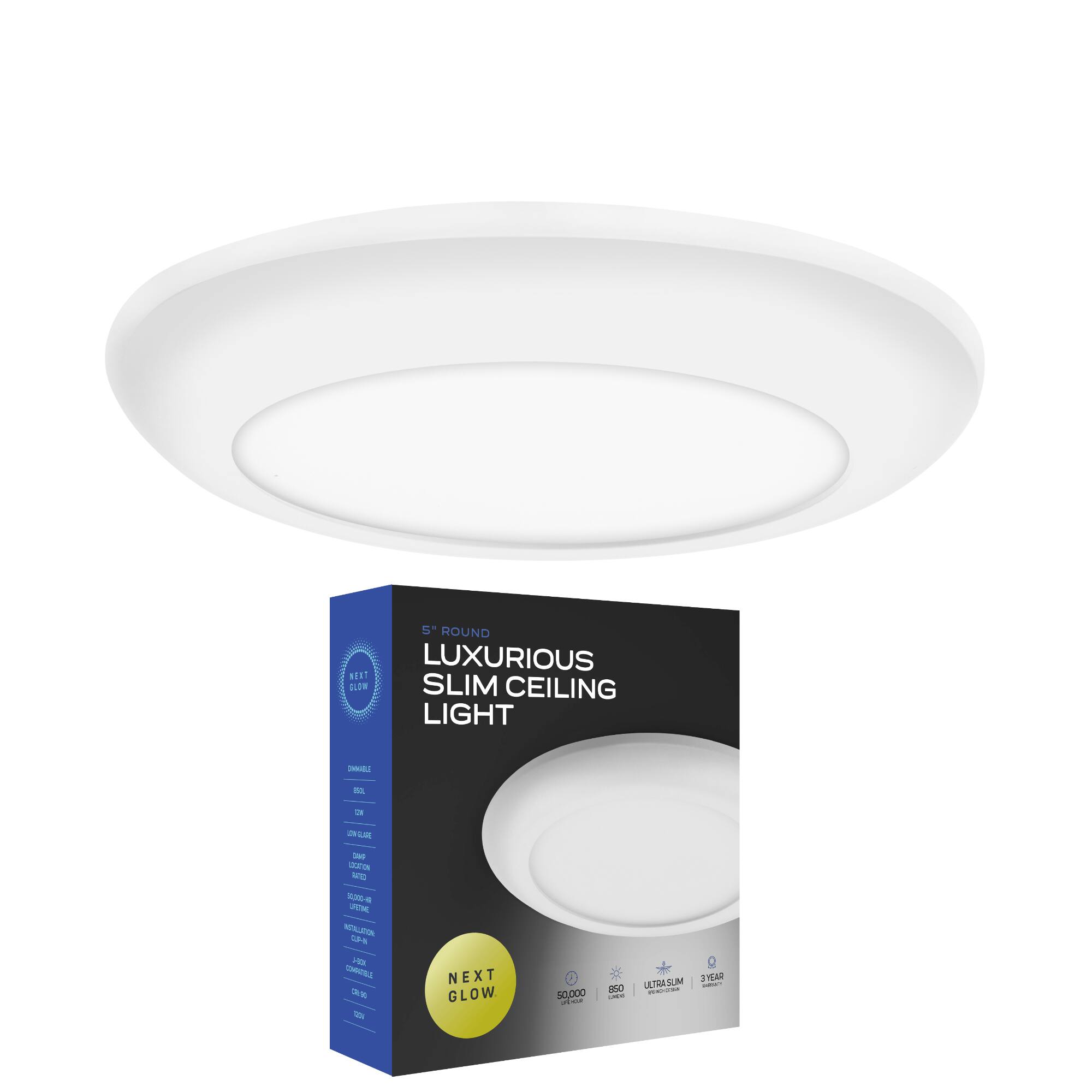 5" ROUND LUXURIOUS SLIM CEILING LIGHT - 5000LM - 850LM - ULTRA SLIM - 3YR - NEXT GLOW - ULTRA SLIM - 3YR