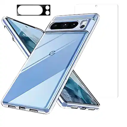 Front. Entronix - Entronix Ultimate Protection Bundle for Google Pixel 8 Pro - Clear Case, Screen & Camera Lens Protectors - Clear.