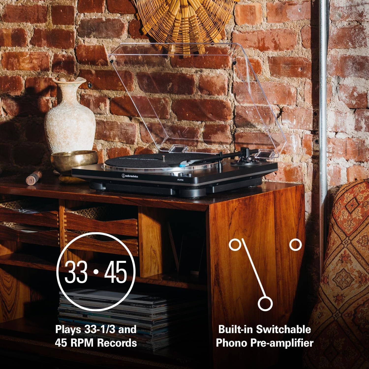 ad-todhekos - 33 45 Plays 33-1/3 and 45 RPM Records! Built-in Switchable Phono Pre-amplifier