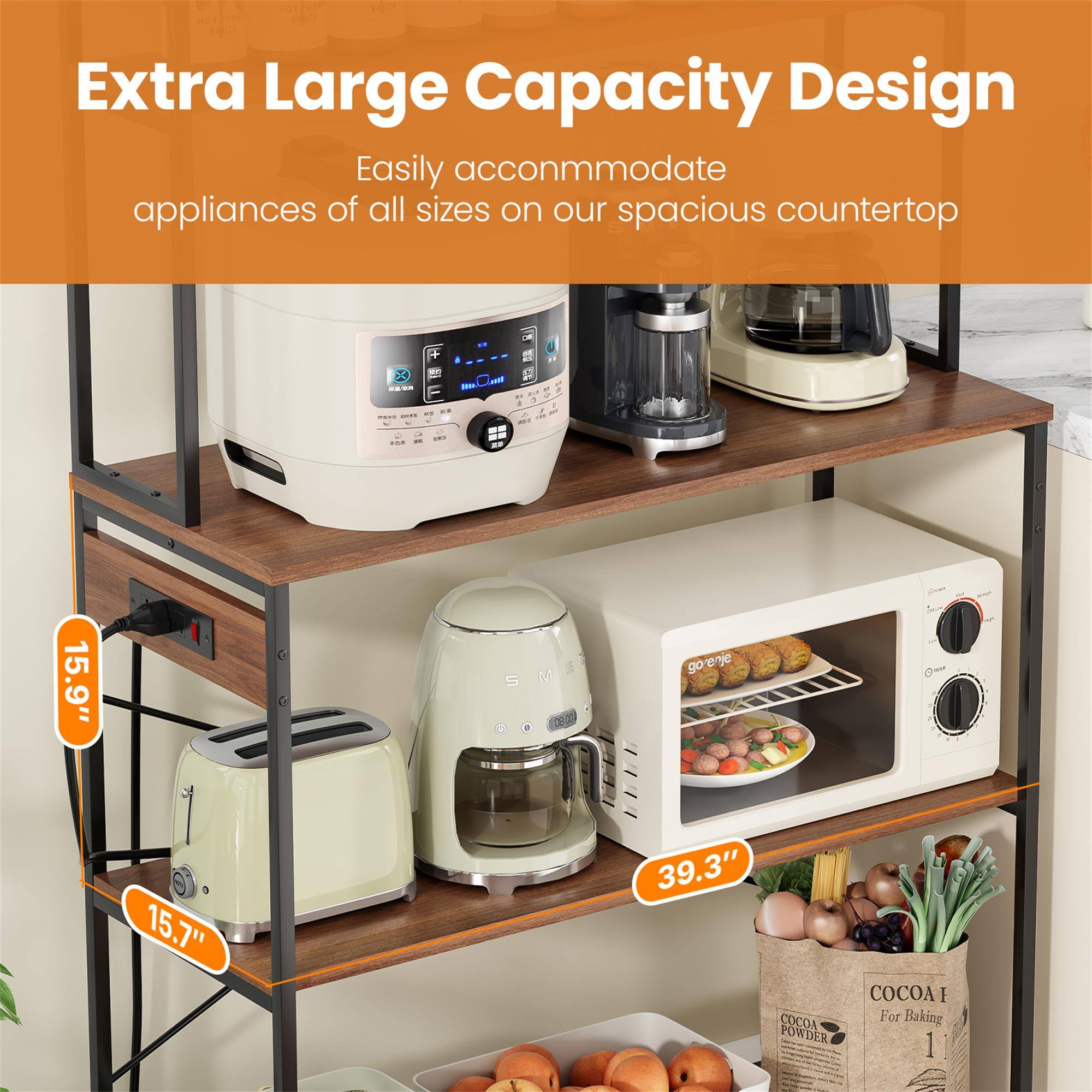 Extra Large Capacity Design  
Easily accommodate appliances of all sizes on our spacious countertop  

15.9"  
15.7"  
39.3"  

COCOA POWDER For Baking