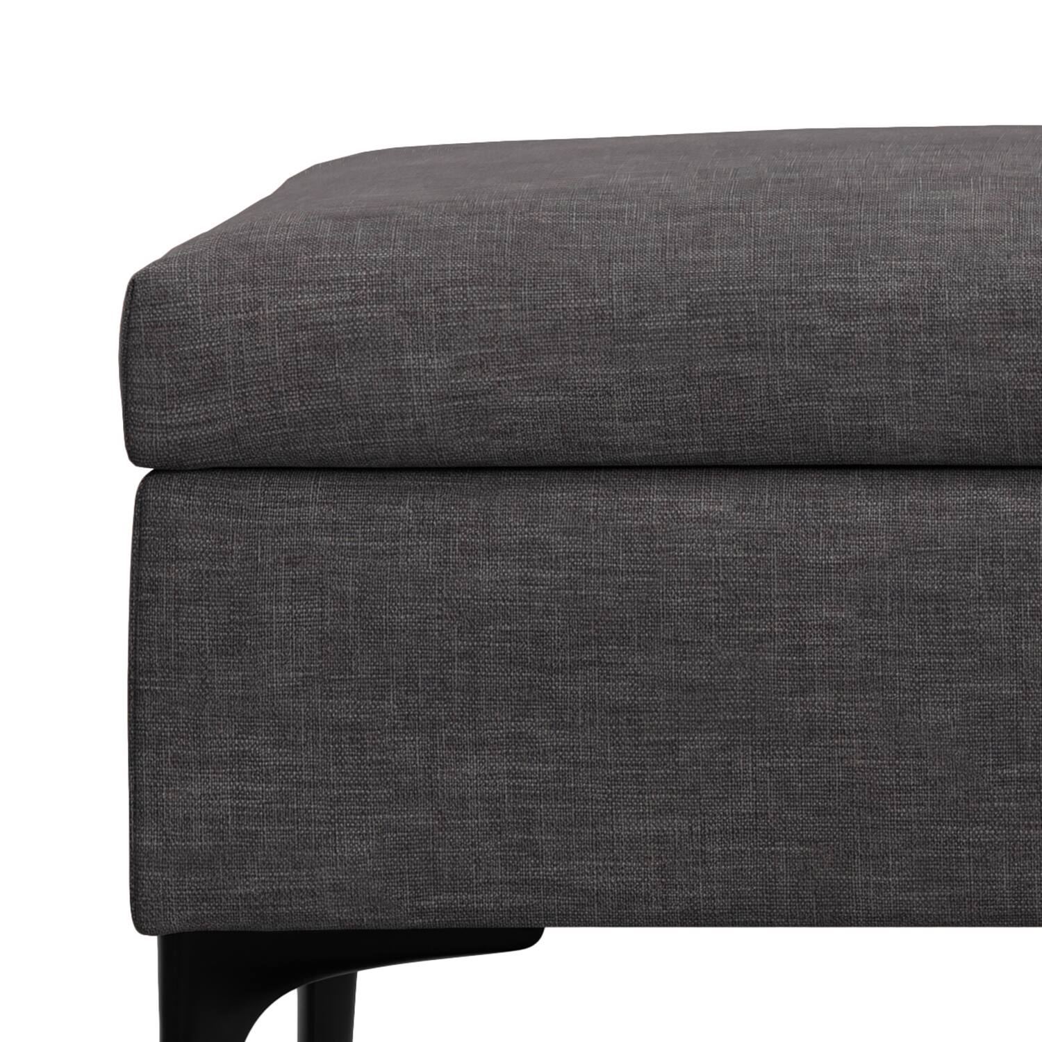 Alt View 7. Simpli Home - Rebecca 48 inch Mid Century Modern Coffee Table Storage Ottoman with Lift up Lid in Slate Grey Polyester, Assembled - Slate Grey.