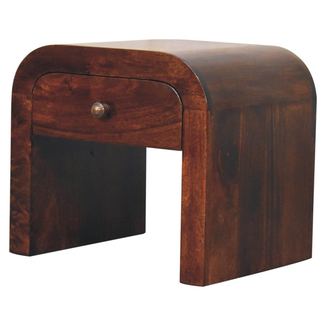 Back. Artisan Furniture - Artisan Furniture Solid Wood California Walnut Disc Bedside, 1 Drawer, Dark Brown - Walnut Finish.