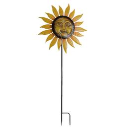 Direct International - Smiling Face Sunflower Garden Twirler Wind Spinner Stake 71.5 Inches High - Yellow