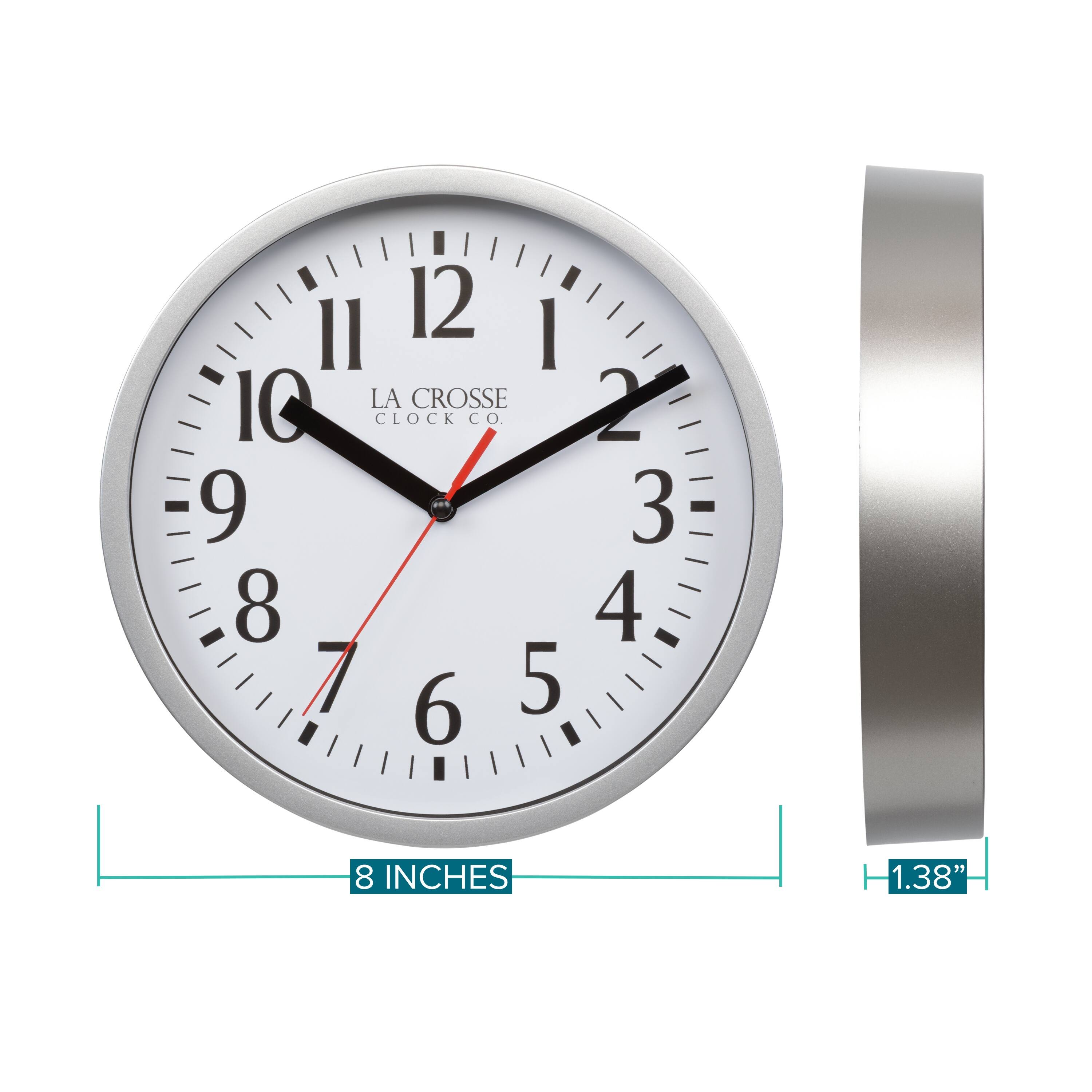 Il 12 I 10 LA CROSSE CLOCK CO. 9 8 7 6 5  
2 3 4  
8 INCHES  
1.38"