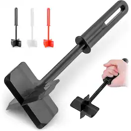 Zulay Kitchen - Premium Meat Masher, Ground Beef Masher, & Hamburger Chopper Utensil - Black