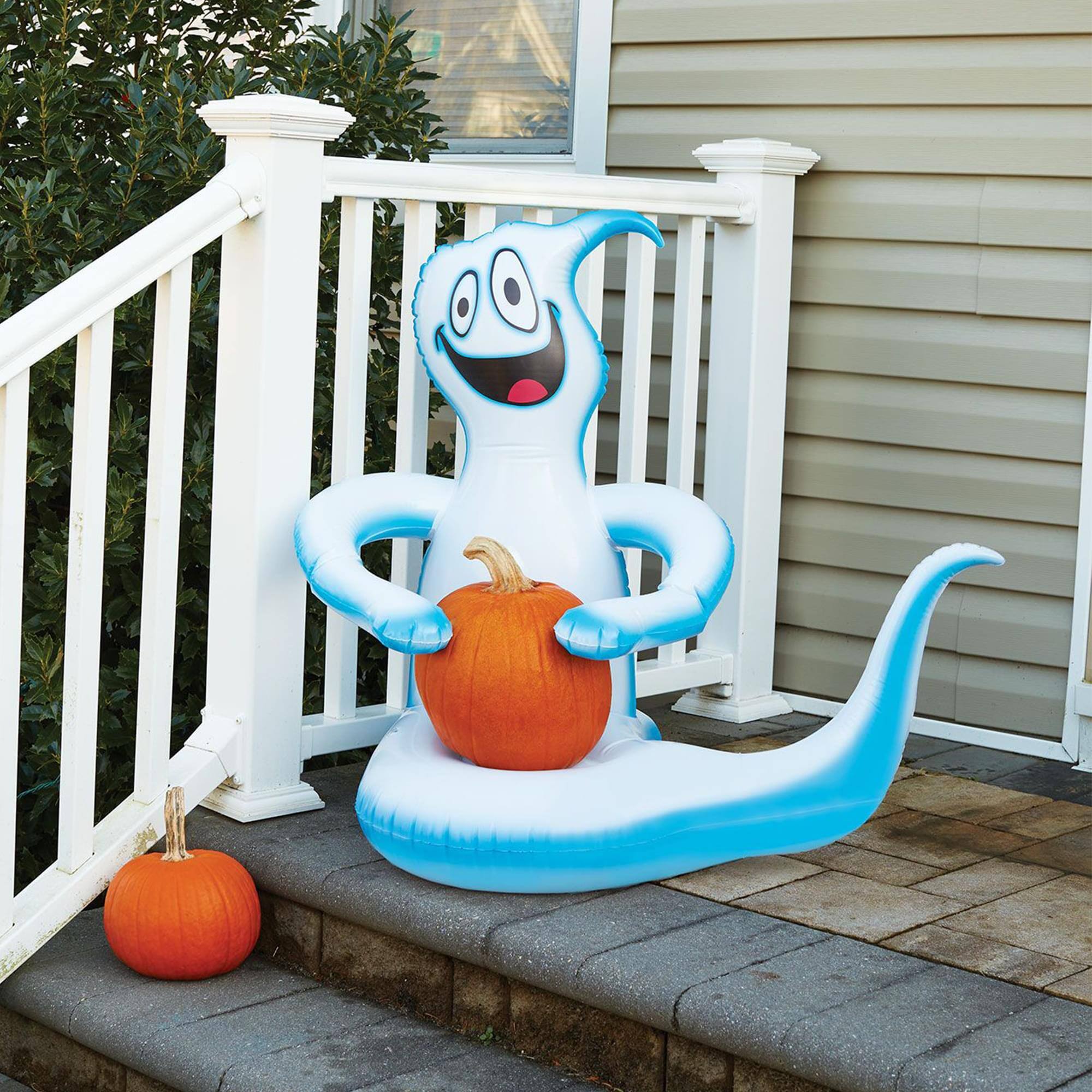 Alt View 1. Funworld - Ghost 34 Inch Inflatable Pumpkin Holder - White.