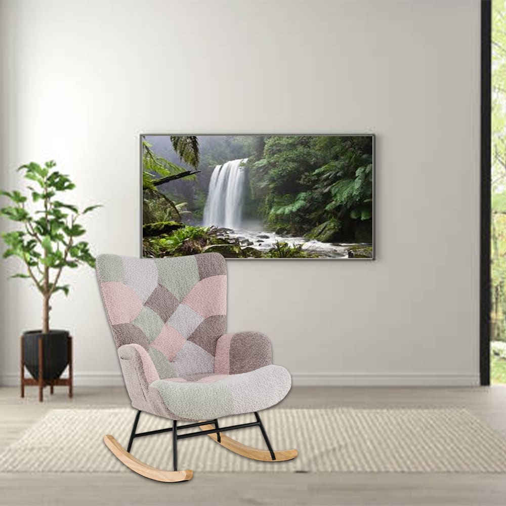 BreeBe - Ergonomic High-Back Rocking Chair with Armrests for Nursery and Living Room - Multicolor