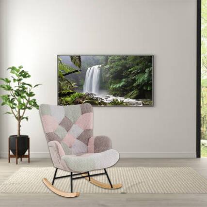 Front. Hivvago - Ergonomic High-Back Rocking Chair with Armrests for Nursery and Living Room - Multicolor.