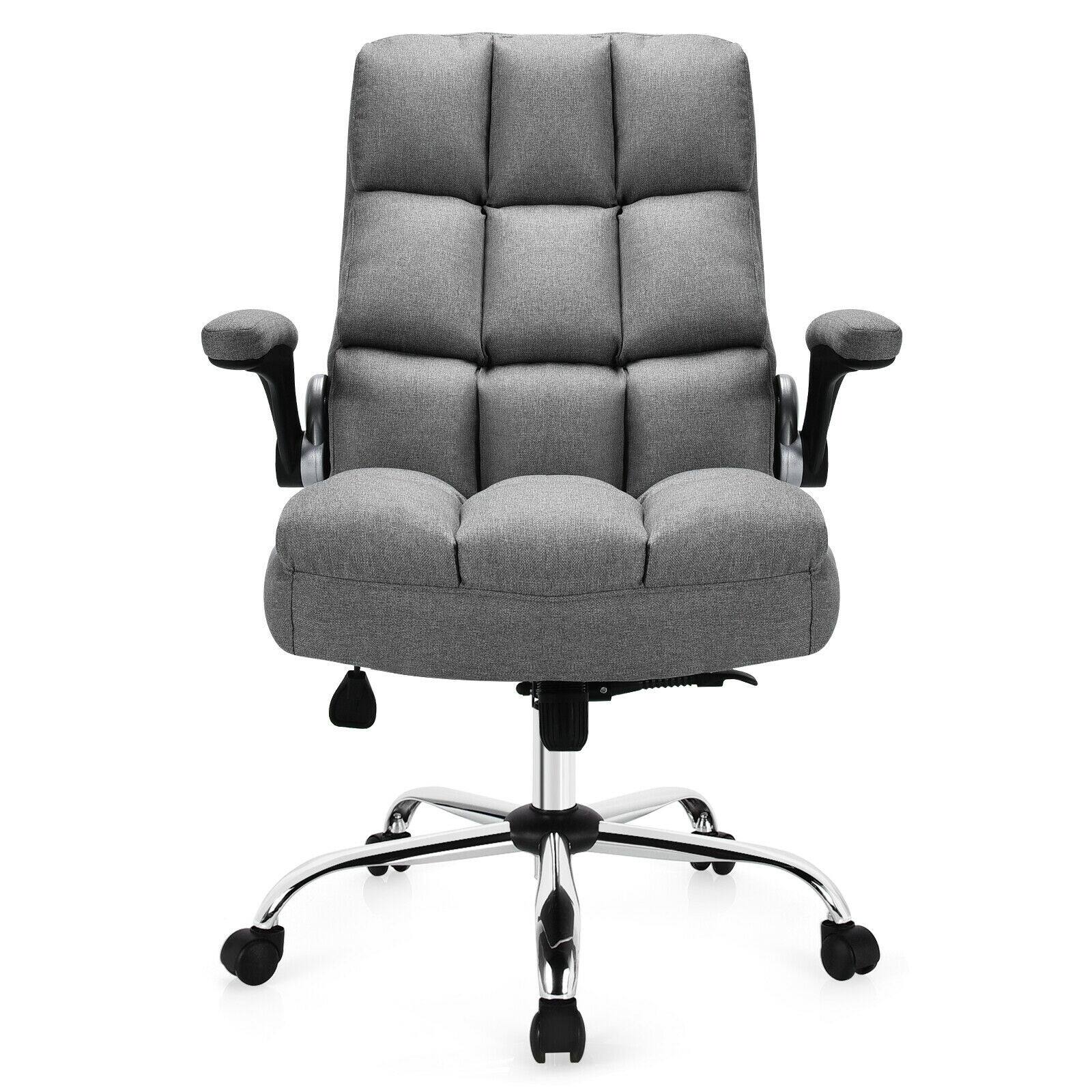 Left. WELLFOR - Adjustable Swivel Office Chair with High Back and Flip-up Arm for Home and Office - Gray.