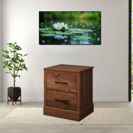 Hivvago - Minimalist Wooden Side Table with Spacious Drawers - Rustic Brown