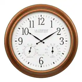 La Crosse Technology - 18-inch Indoor/Outdoor Classic Antique Atomic Analog Wall Clock - Copper