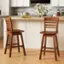 Alt View 3. Costway - 2 PCS 24.5" Counter Height Bar Chairs Swivel Bar Stools with Hollow Backrest - Brown.