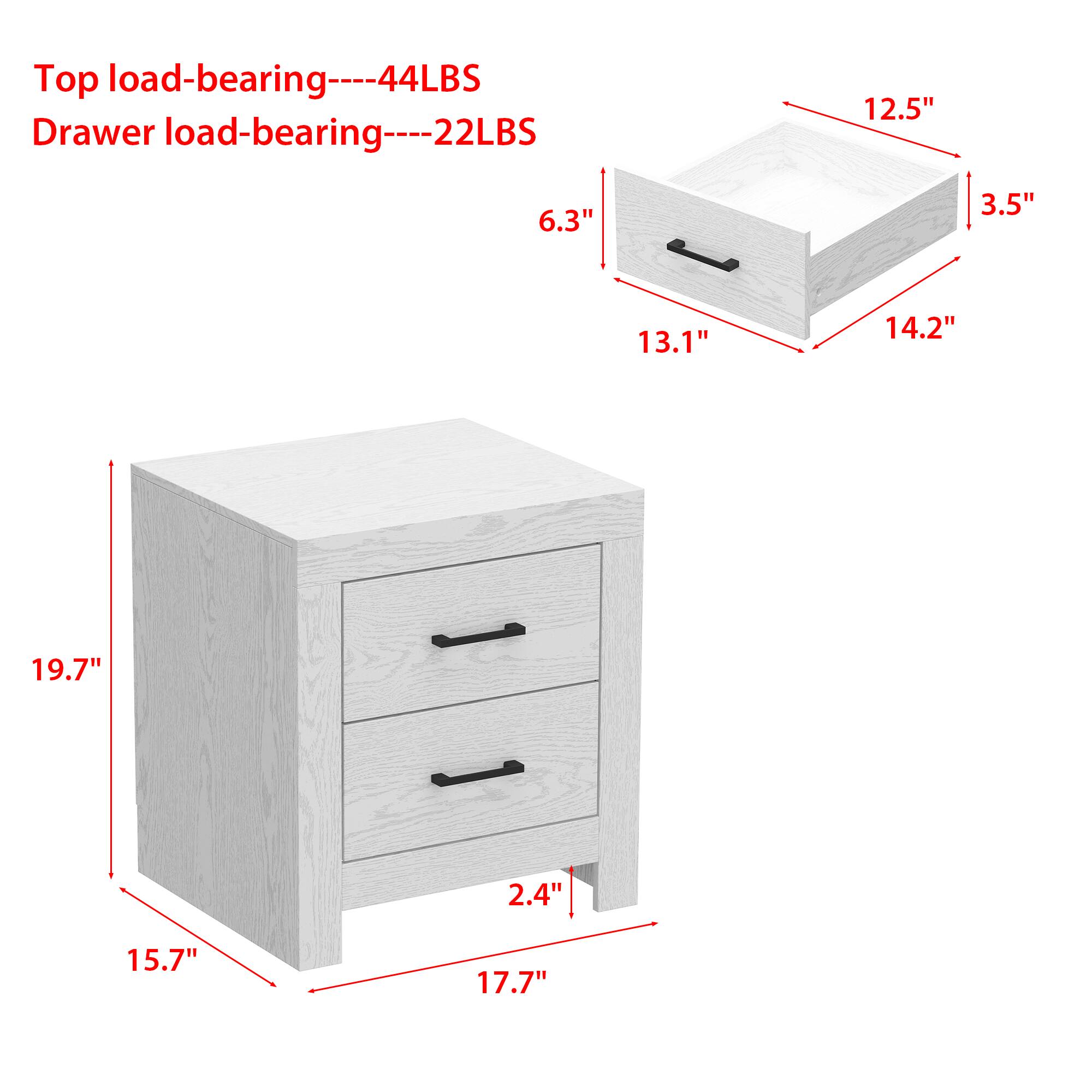 Top load-bearing----44LBS
Drawer load-bearing----22LBS
12.5"
6.3"
3.5"
13.1"
14.2"
19.7"
2.4"
15.7"
17.7"