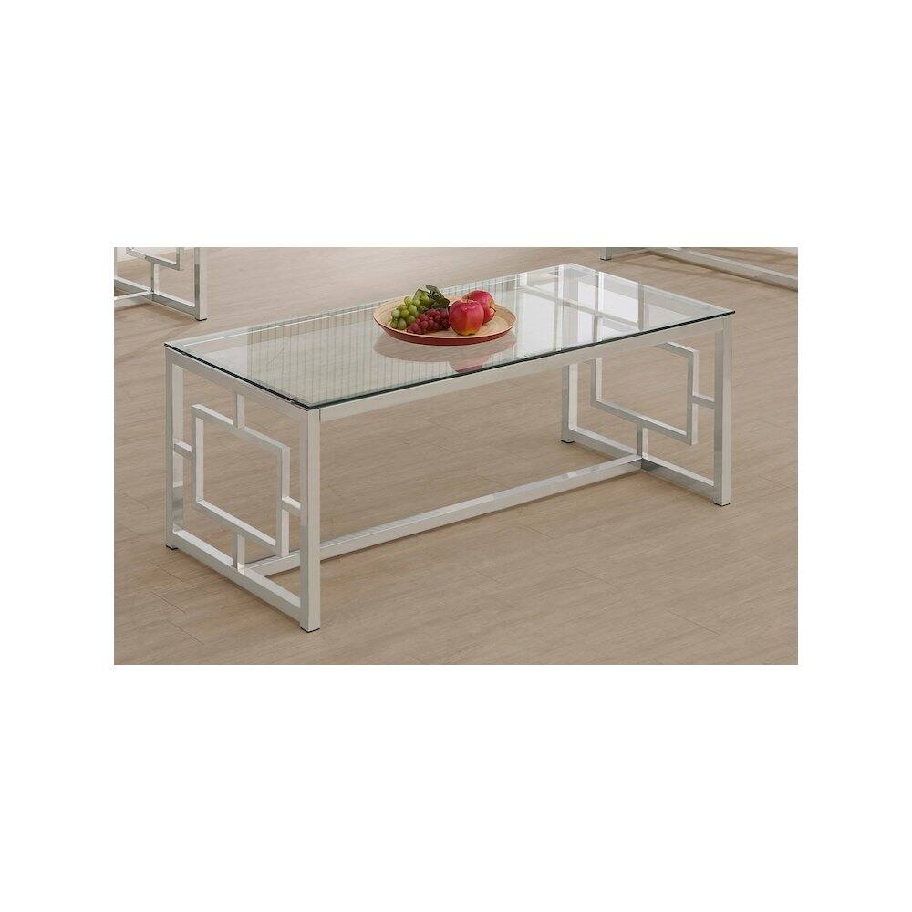 Coaster Co. of America Merced Rectangular Glass Top Coffee Table Nickel ...