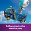 Rolling wheels drive creative play.