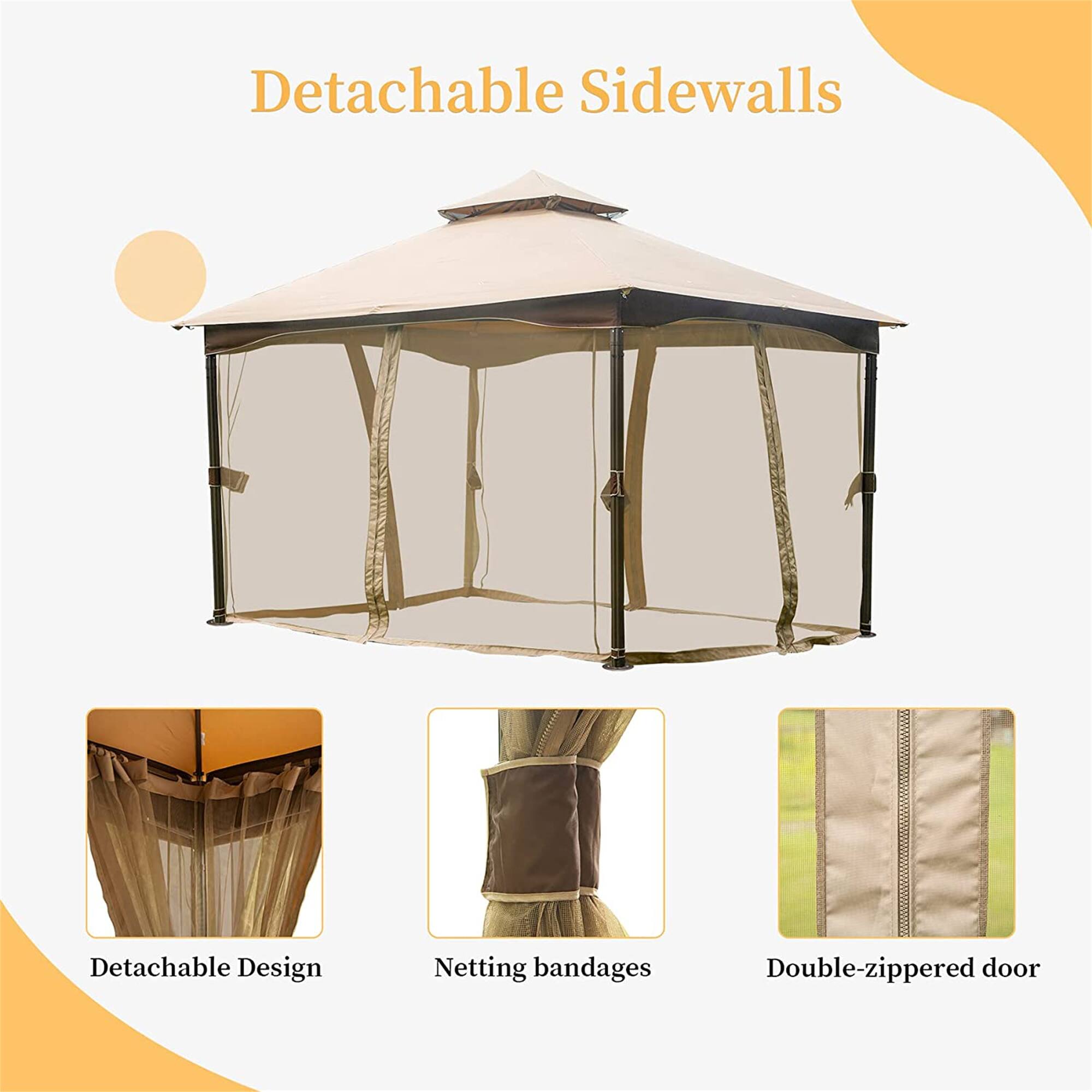 Detachable Sidewalls

- Detachable Design
- Netting bandages
- Double-zippered door