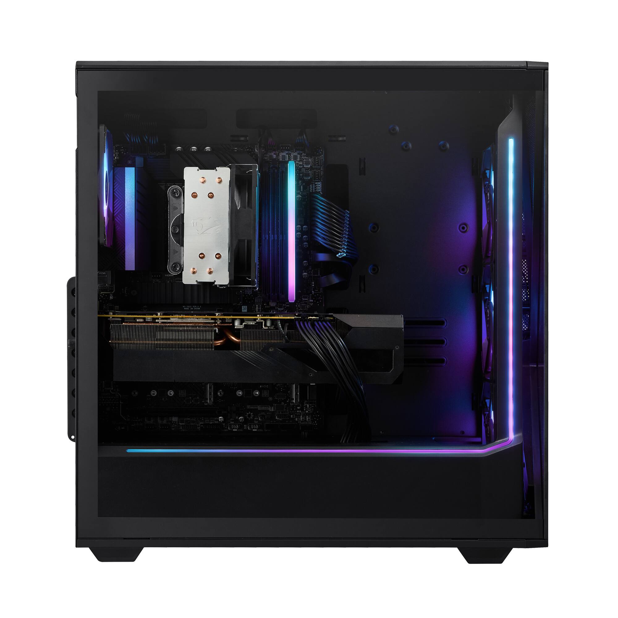 Left. iBUYPOWER - iBUYPOWER - Slate Black Gaming Desktop PC - AMD Ryzen 5 8400F, NVIDIA GeForce RTX 5060Ti 8GB, 16GB DDR5 RGB,1TB SSD - Black.