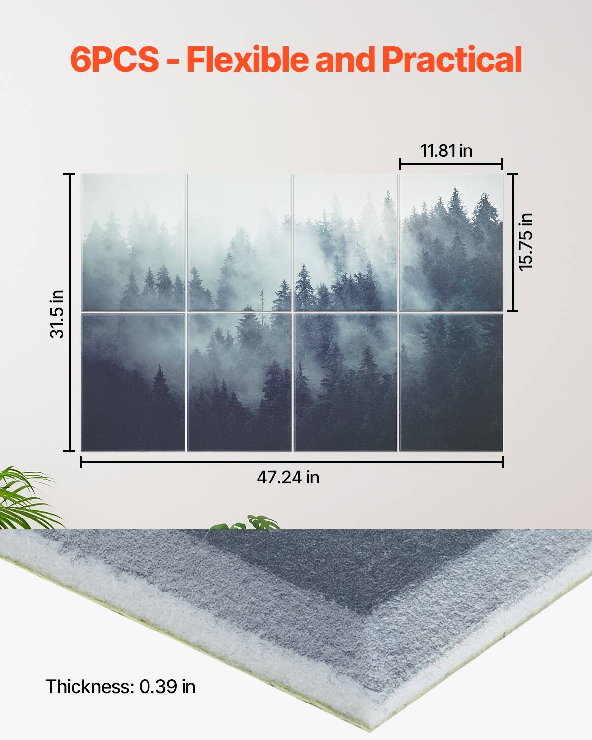 6PCS - Flexible and Practical

- Length: 47.24 in
- Width: 31.5 in
- Height: 15.75 in
- Thickness: 0.39 in