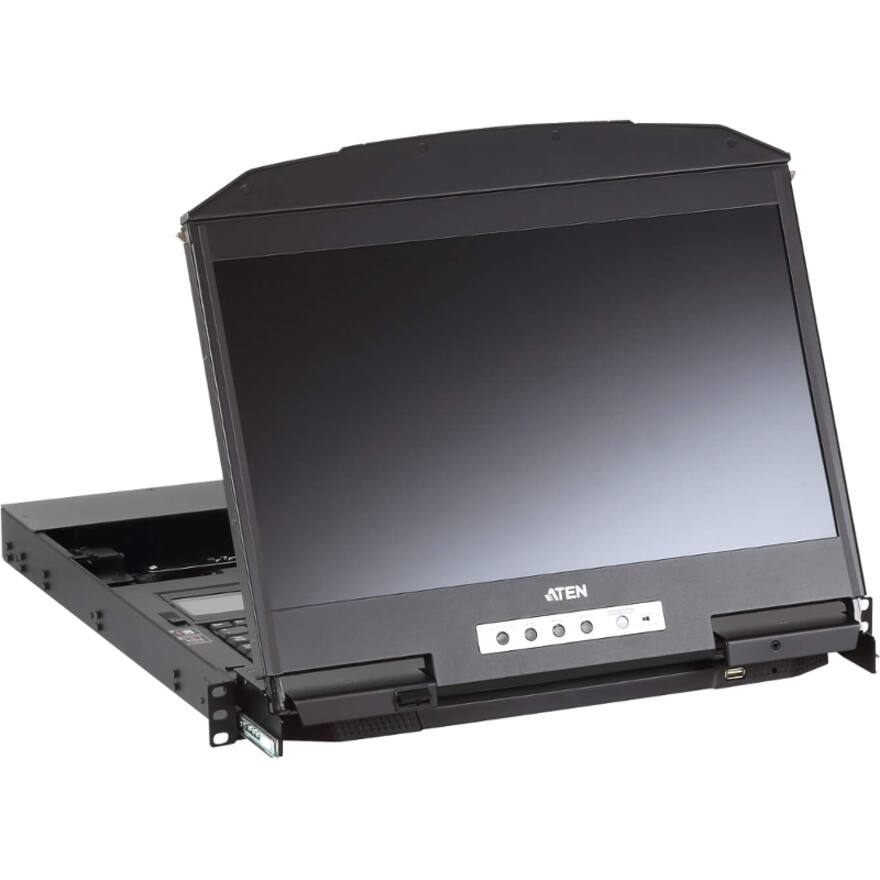 Alt View 4. Aten Technology - ATEN CL3800 LCD KVM Console with Standard Rack Mount Kit-TAA Compliant - 1 Computer(s) - 18.5" LED - WUXGA - 1920 x 1200 - White.