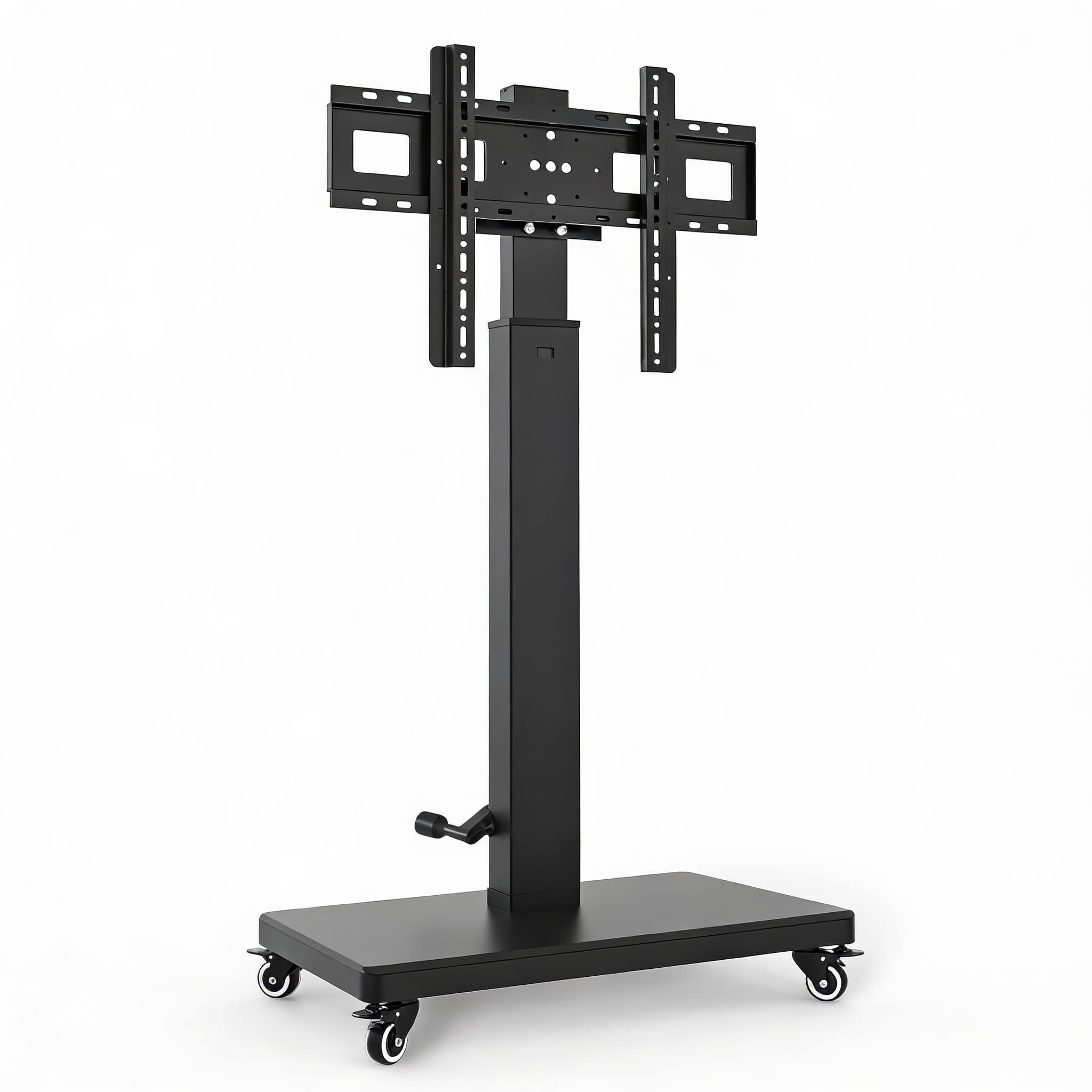 Frangdom - Rolling TV Cart 90° Swivel 32-80" Hand-Crank Height 110 lbs - Black