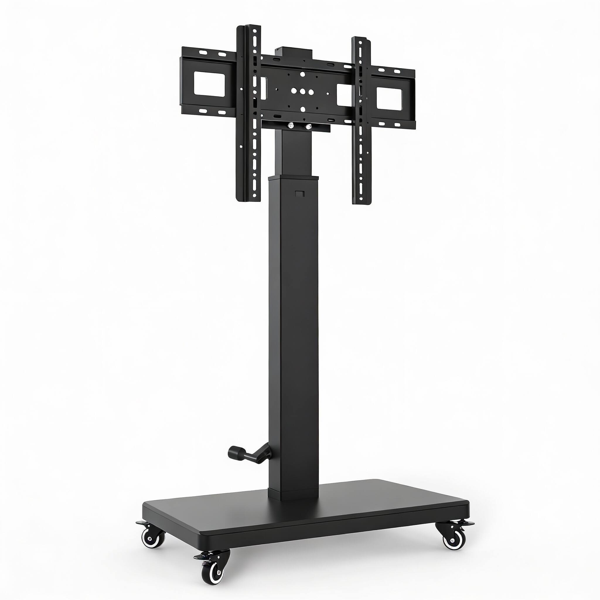Front. Frangdom - Rolling TV Cart 90° Swivel 32-80" Hand-Crank Height 110 lbs - BLACK.